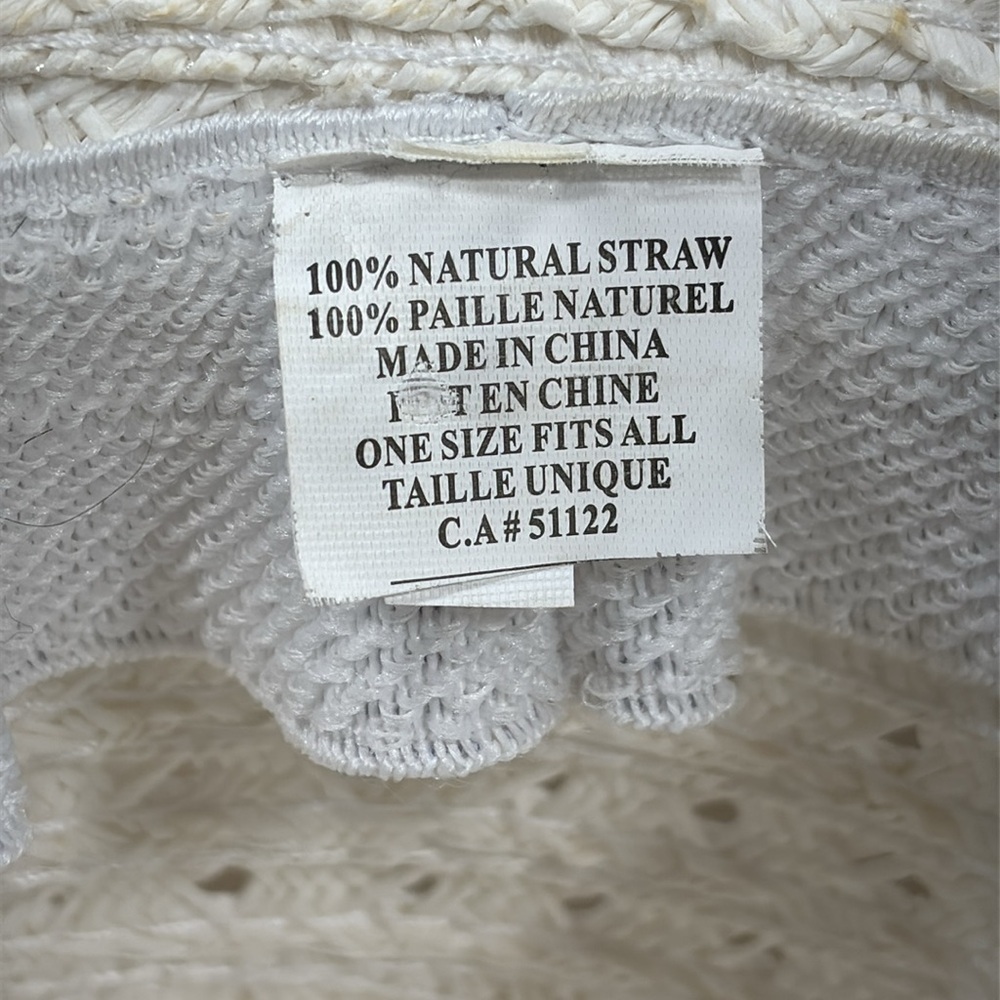 100% natural straw Cream Bucket Hat with Bead Accents - Picture 5 of 6